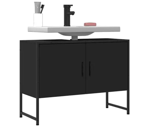 Izlietnes Skapītis, Melns, 80X33X60 Cm, Inženierijas Koks Vidaxl