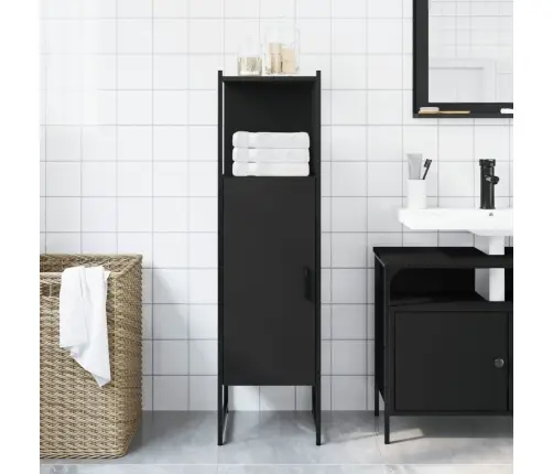 Vannasistabas Skapītis, Melns, 33X33X120,5Cm, Inženierijas Koks Vidaxl