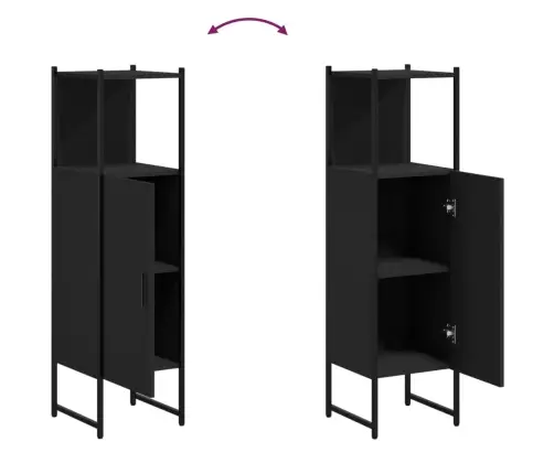 Vannasistabas Skapītis, Melns, 33X33X120,5Cm, Inženierijas Koks Vidaxl