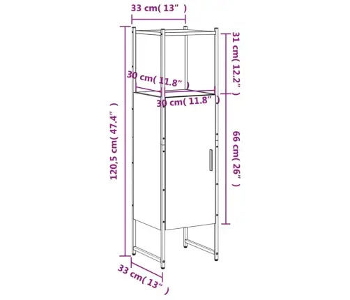 Vannasistabas Skapītis, Pelēks, 33X33X120,5 Cm, Koks Vidaxl
