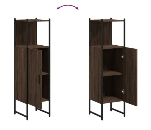 Vannasistabas Skapītis, Koka, 33X33X120,5 Cm, Inženierijas Koks Vidaxl