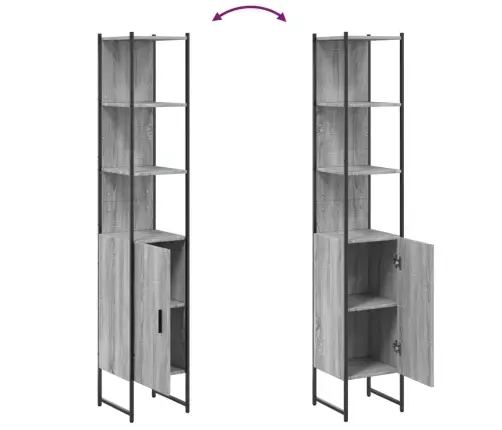 Vonios Kambario Spintelė, Pilka Ąžuolo, 33X33X185,5cm Mediena