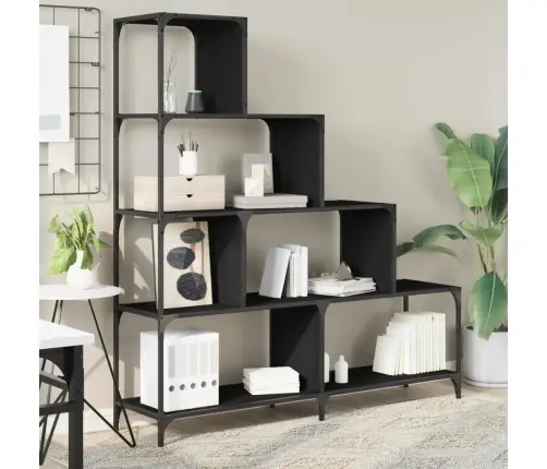 Raamaturiiul 4-Korruseline, Must, 139X33,5X149 cm Tehispuit