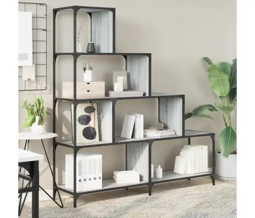 Knygų Spinta, 4 Pakopų, Pilka Ąžuolo, 139X33,5X149cm Mediena