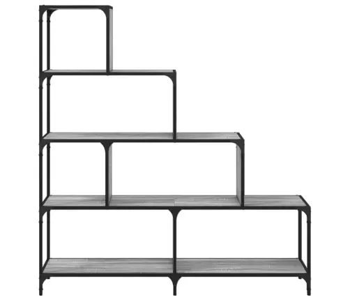 Knygų Spinta, 4 Pakopų, Pilka Ąžuolo, 139X33,5X149cm Mediena