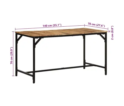 Valgomojo Stalas, 140X70X75cm Mango Medienos Masyvas