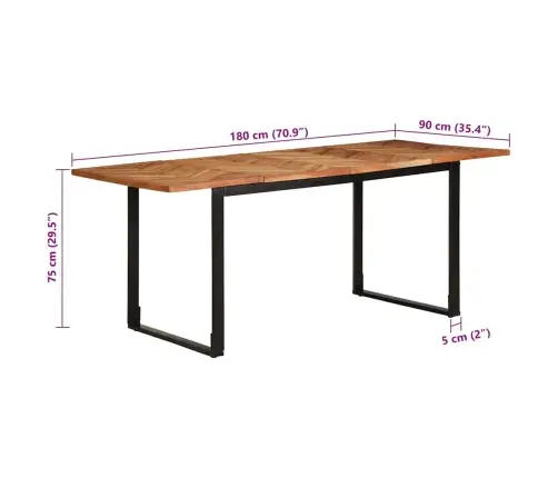 Söögilaud, 180 X 90 X 75 cm Akaatsiapuit