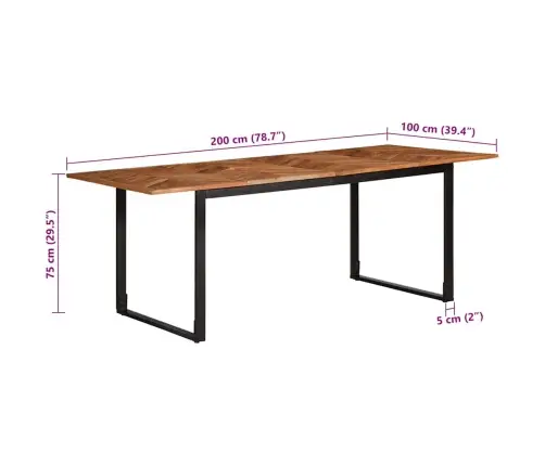 Söögilaud, 200 X 100 X 75 cm Akaatsiapuit