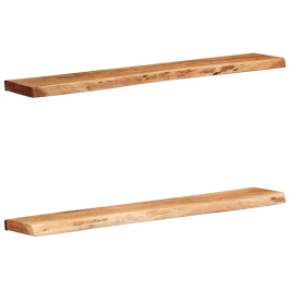Sienas Plaukti, 2 Gab., 100X20X3,5 Cm, Akācijas Masīvkoks Vidaxl