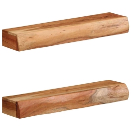 Sienas Plaukti, 2 Gab., 60X17X8 Cm, Akācijas Masīvkoks Vidaxl