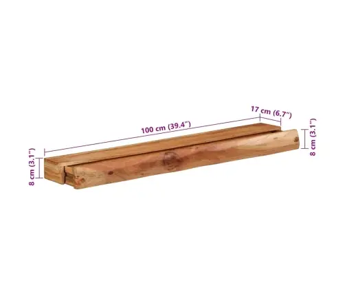 Sienas Plaukti, 2 Gab., 100X17X8 Cm, Akācijas Masīvkoks Vidaxl