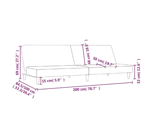 2-Vietīga Dīvāngulta, Melns Audums Vidaxl