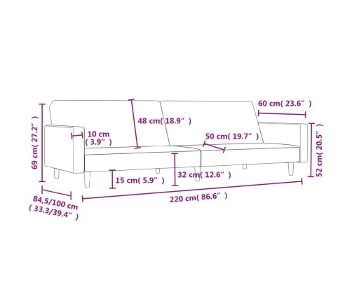 2-Vietīga Dīvāngulta, Tumši Pelēks Audums Vidaxl