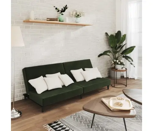 2-Vietīga Dīvāngulta, Tumši Zaļš Samts Vidaxl