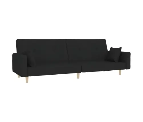Dvivietė Sofa-Lova Su Dvejomis Pagalvėmis, Juoda, Audinys