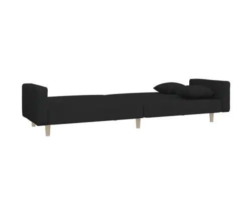 Dvivietė Sofa-Lova Su Dvejomis Pagalvėmis, Juoda, Audinys