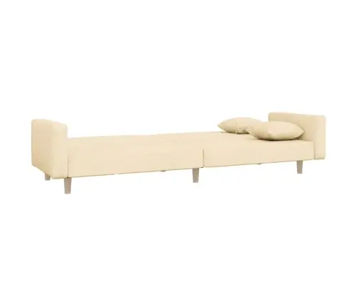 2-Vietīga Dīvāngulta Ar Diviem Spilveniem, Krēmkrāsas Audums Vidaxl