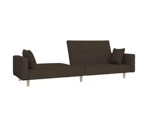 Dvivietė Sofa-Lova Su Dvejomis Pagalvėmis, Ruda, Audinys