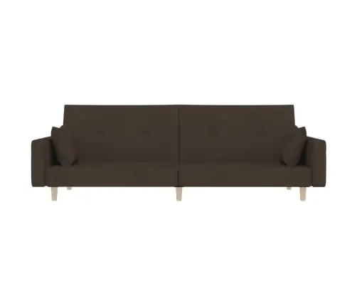 Dvivietė Sofa-Lova Su Dvejomis Pagalvėmis, Ruda, Audinys