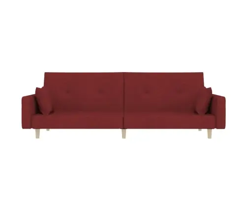 2-Vietīga Dīvāngulta Ar Diviem Spilveniem, Vīnsarkans Audums Vidaxl