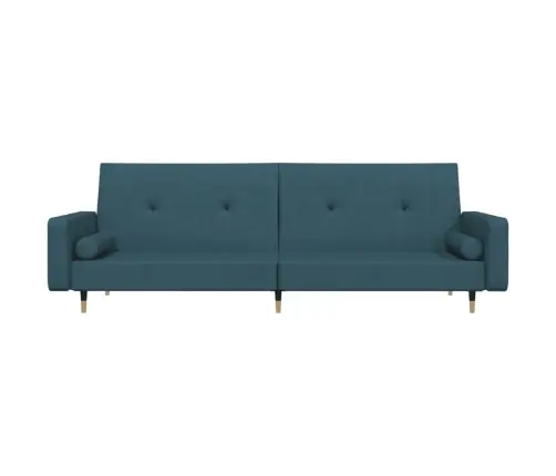 2-Vietīga Dīvāngulta Ar Diviem Spilveniem, Zils Samts Vidaxl