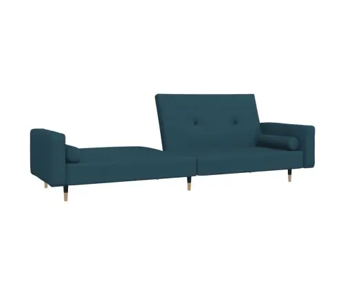 2-Vietīga Dīvāngulta Ar Diviem Spilveniem, Zils Samts Vidaxl