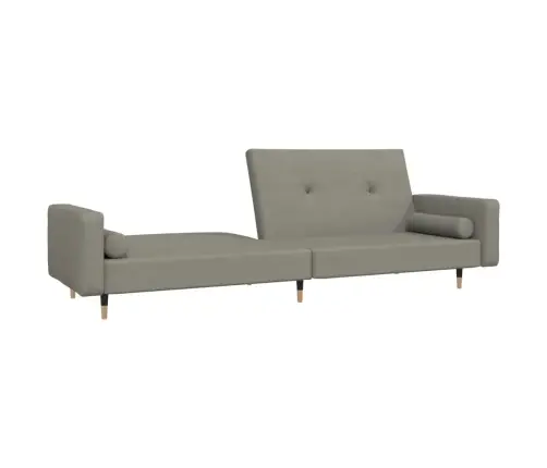 2-Vietīga Dīvāngulta Ar Diviem Spilveniem, Gaiši Pelēks Samts Vidaxl