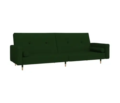 Dvivietė Sofa-Lova Su Dvejomis Pagalvėmis, Žalia, Aksomas