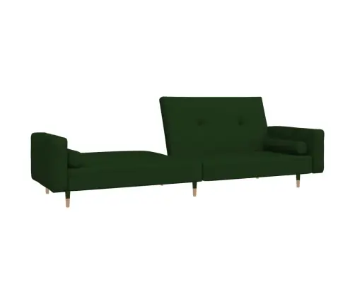 Dvivietė Sofa-Lova Su Dvejomis Pagalvėmis, Žalia, Aksomas