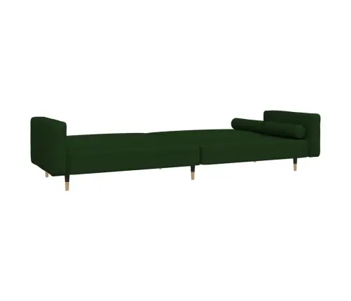 Dvivietė Sofa-Lova Su Dvejomis Pagalvėmis, Žalia, Aksomas