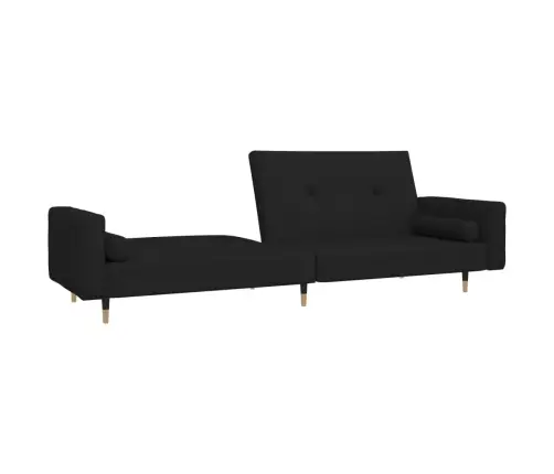 2-Vietīga Dīvāngulta Ar Diviem Spilveniem, Melns Samts Vidaxl