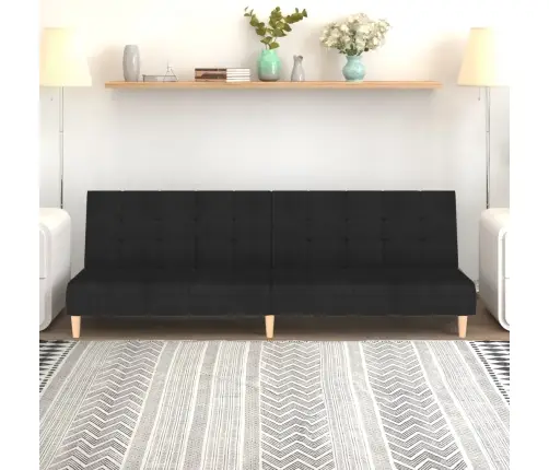 2-Vietīga Dīvāngulta, Melns Audums Vidaxl