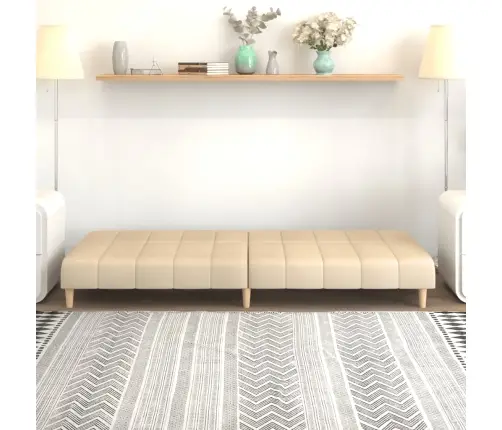 2-Vietīga Dīvāngulta, Krēmkrāsas Audums Vidaxl