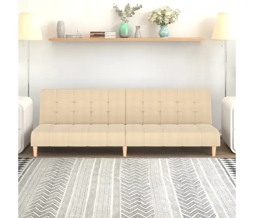 2-Vietīga Dīvāngulta, Krēmkrāsas Audums Vidaxl