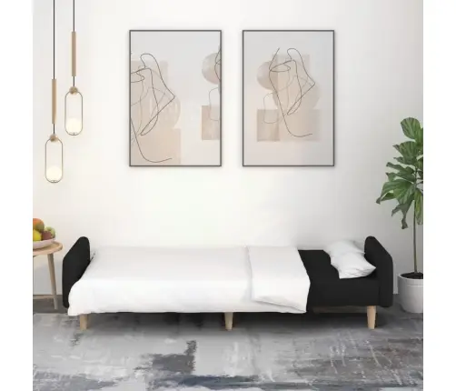 2-Vietīga Dīvāngulta, Melns Audums Vidaxl