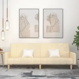 2-Vietīga Dīvāngulta, Krēmkrāsas Audums Vidaxl