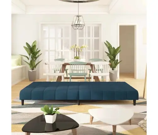 Dvivietė Sofa-Lova, Mėlynos Spalvos, Aksomas