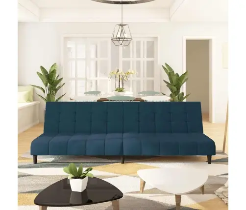 Dvivietė Sofa-Lova, Mėlynos Spalvos, Aksomas