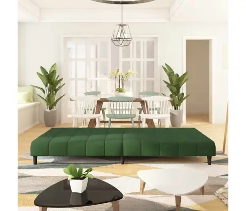 2-Vietīga Dīvāngulta, Tumši Zaļš Samts Vidaxl