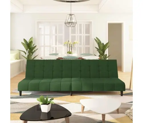 2-Vietīga Dīvāngulta, Tumši Zaļš Samts Vidaxl
