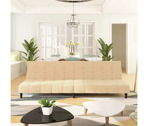 2-Vietīga Dīvāngulta, Krēmkrāsas Samts Vidaxl