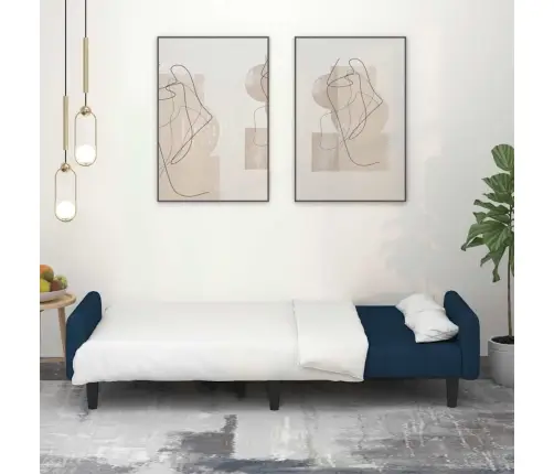 Dvivietė Sofa-Lova, Mėlynos Spalvos, Aksomas