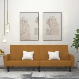 2-Vietīga Dīvāngulta, Brūns Samts Vidaxl 2-Vietīga Dīvāngulta, Brūns Samts Vidaxl