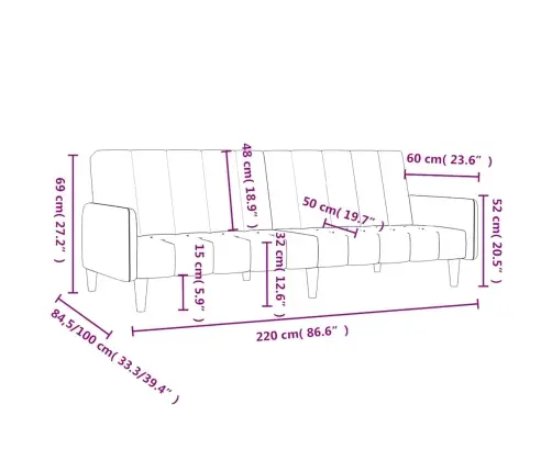 2-Kohaline Diivanvoodi, Kreemjas, Samet