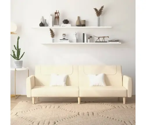 2-Vietīga Dīvāngulta, Krēmkrāsas Audums Vidaxl