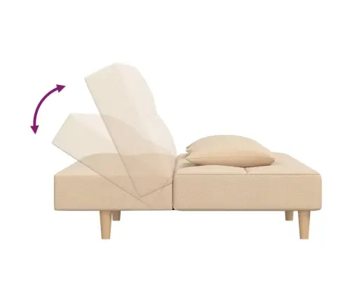 2-Vietīga Dīvāngulta Ar Diviem Spilveniem, Krēmkrāsas Audums Vidaxl