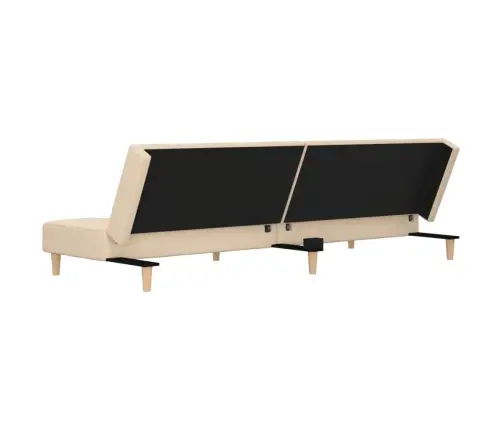 2-Vietīga Dīvāngulta Ar Diviem Spilveniem, Krēmkrāsas Audums Vidaxl