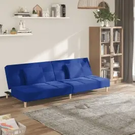 2-Vietīga Dīvāngulta Ar Diviem Spilveniem, Zils Audums Vidaxl