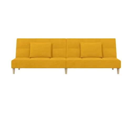 2-Vietīga Dīvāngulta Ar Diviem Spilveniem, Dzeltens Audums Vidaxl