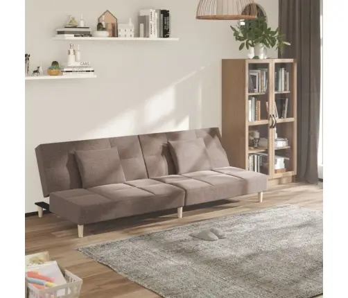 2-Vietīga Dīvāngulta Ar Diviem Spilveniem, Pelēkbrūns Audums Vidaxl